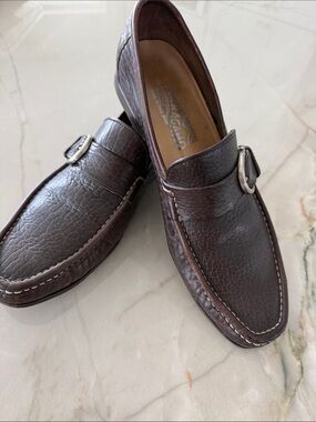 Authentic Salvatore Ferragamo "Navarro" Leather Loafers - Men's 7.5 EE (Wide)